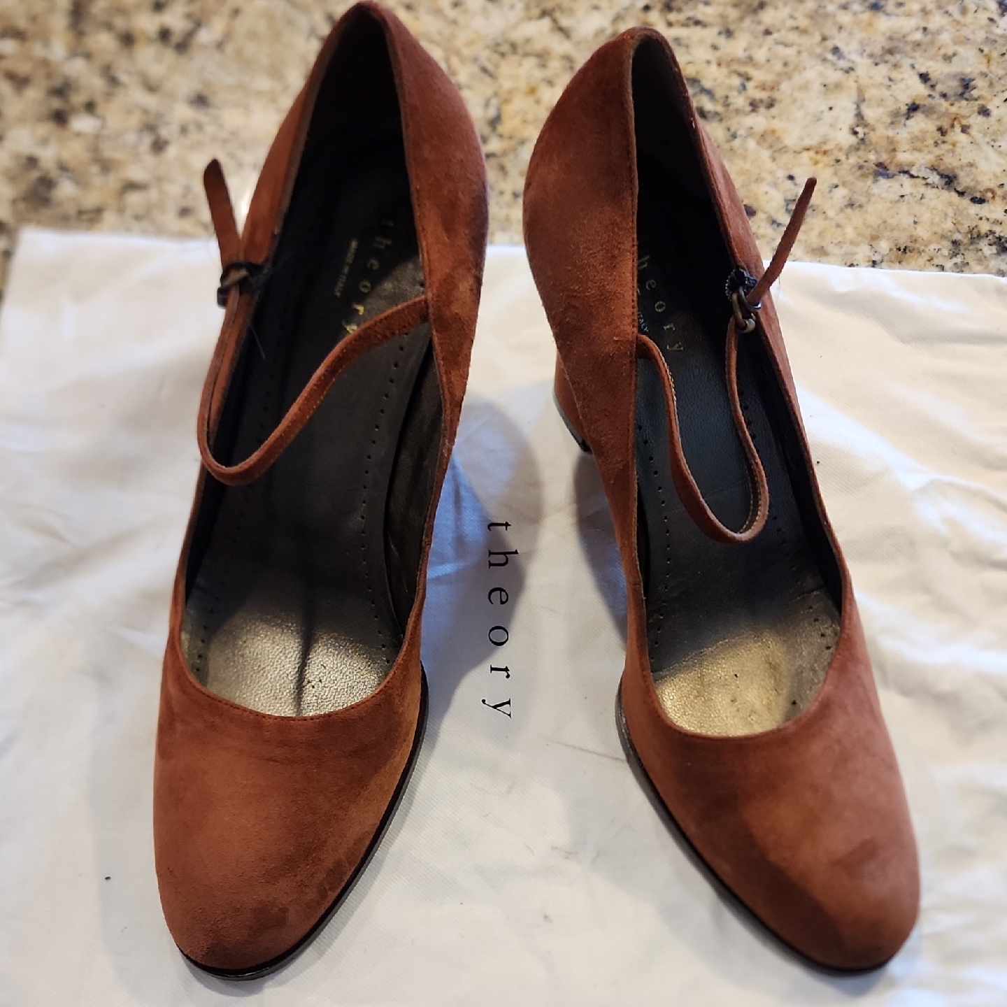 Theory Suede Mary Jane Wedge